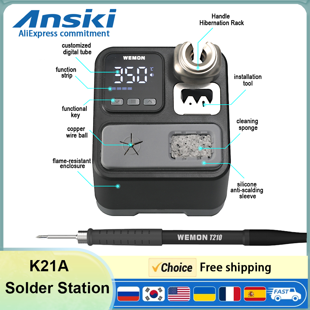 Soldering Iron Temperature Probe - Estación de Soldadura ANSIKI K21A T210