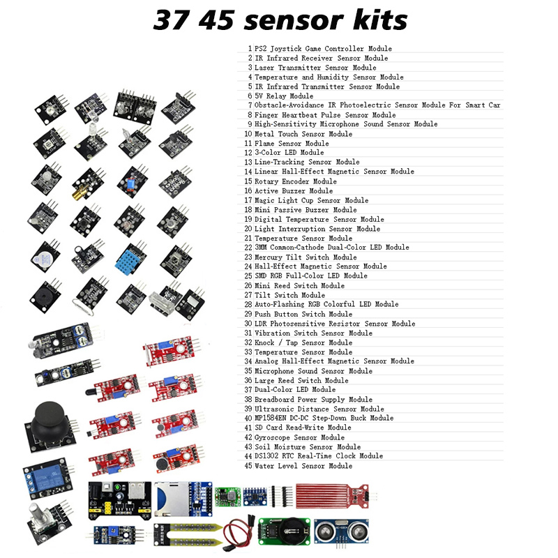 Kit de sensores: 45 sensores,  - Dht11 reseña y precio