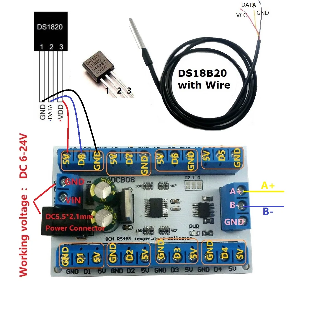 Módulo de adquisición de tempe - Ds18B20 reseña y precio